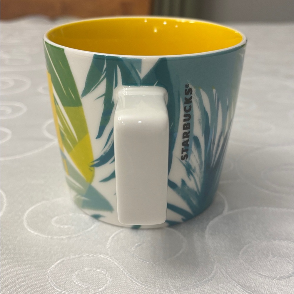 Starbucks Hawaii Tropical Palm Mug 14 Fl Oz Yellow Interior 2019 - Picture 2 of 7